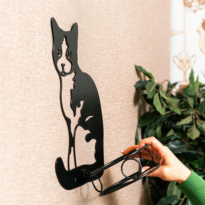 Подставка настенная на 1 растение Кошка со съёмным кольцом металл 150-202B - фото 126652