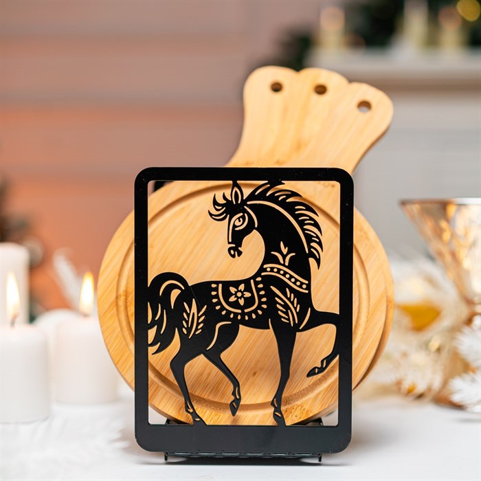 Подставка для разделочных досок Конь чёрный металл 300-234B - фото 126668