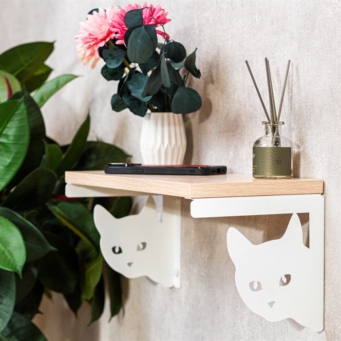 Кронштейны для полки белые металлические Кошка 2 шт 702-207W - фото 126737