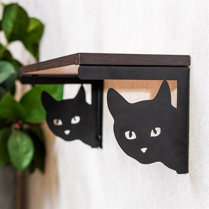 Кронштейны для полки черные металлические Кошка 2 шт 702-207B - фото 126739