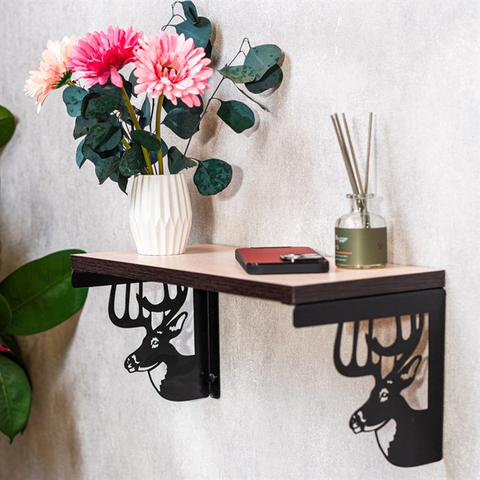 Кронштейны для полки черные металлические Олень 2 шт 702-213B - фото 126741