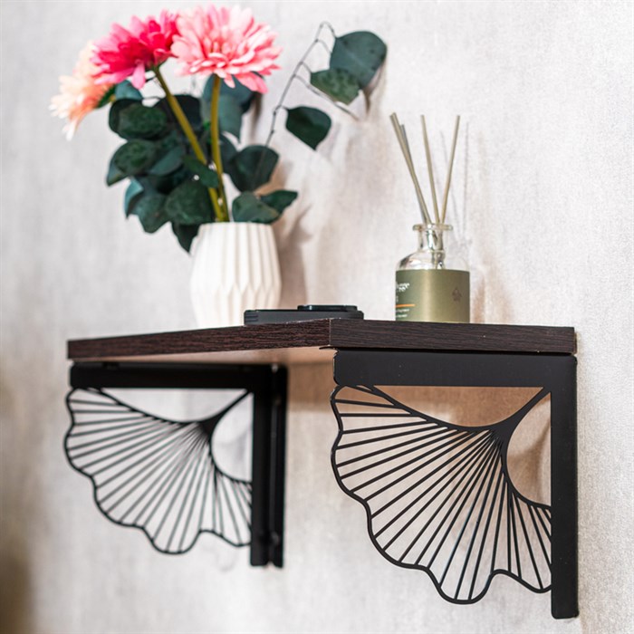 Кронштейны для полки черные металлические Цветок 2 шт 702-211B - фото 126742