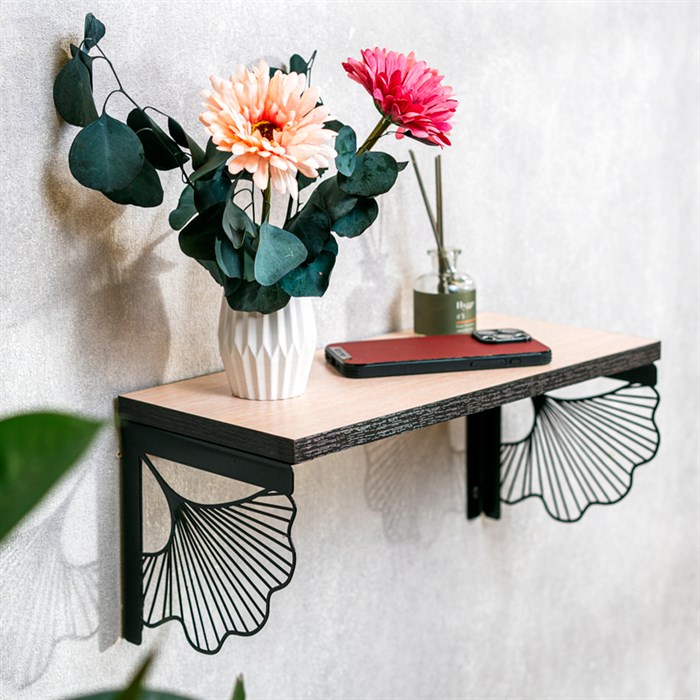 Кронштейны для полки черные металлические Цветок 2 шт 702-211B - фото 126743