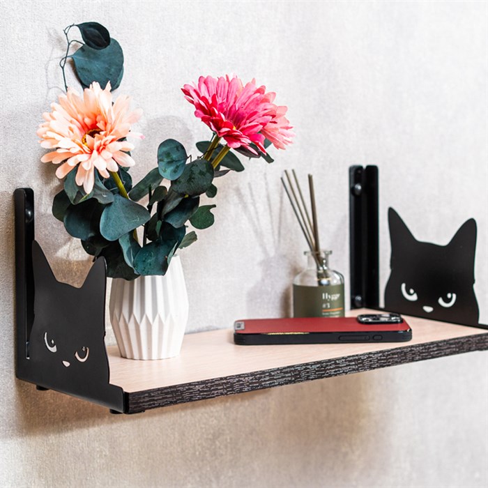 Кронштейны для полки черные металлические Кот 2 шт 702-208B - фото 126744