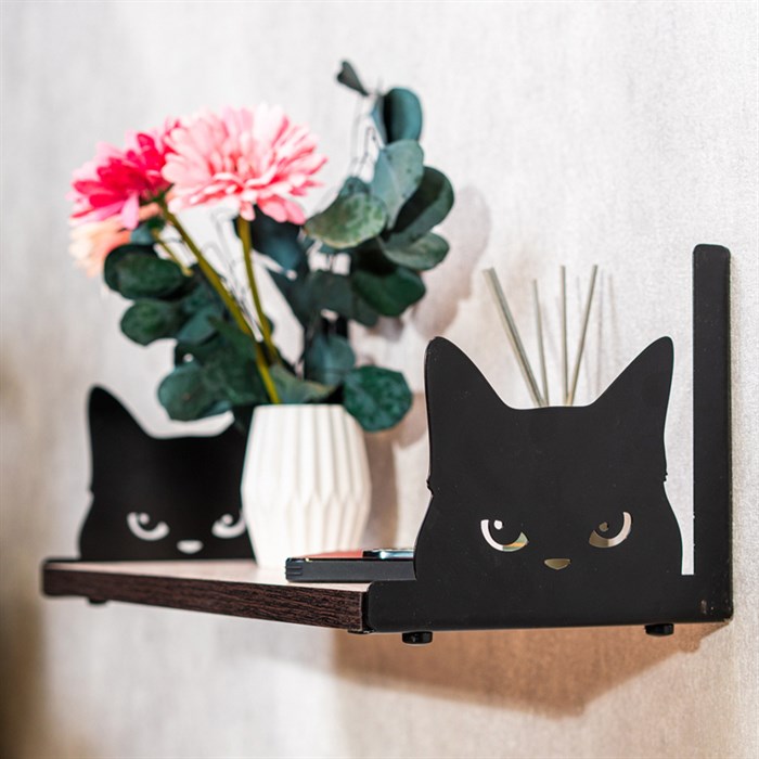 Кронштейны для полки черные металлические Кот 2 шт 702-208B - фото 126745