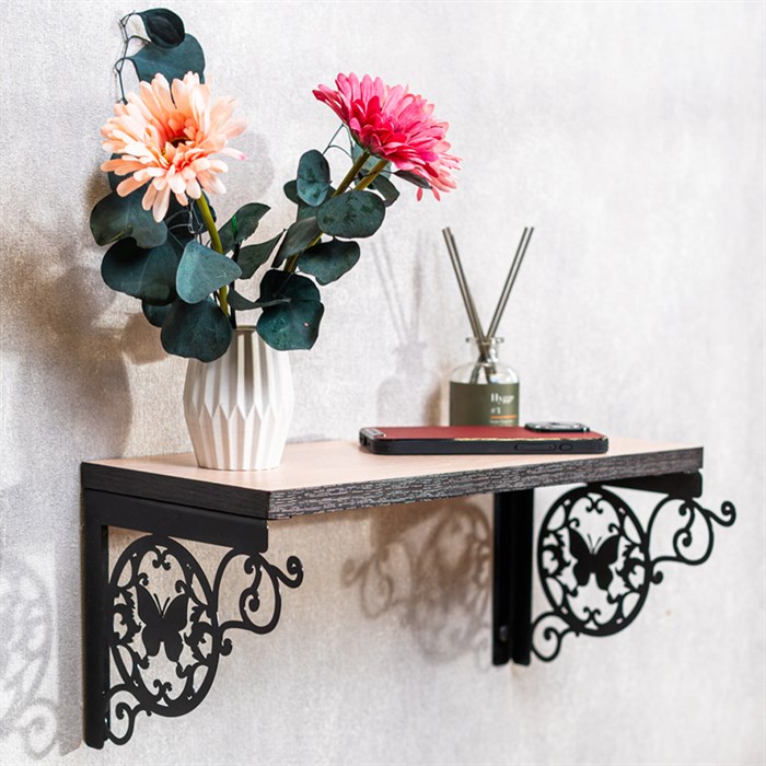 Кронштейны для полки черные металлические Бабочка 2 шт 702-202B - фото 126750