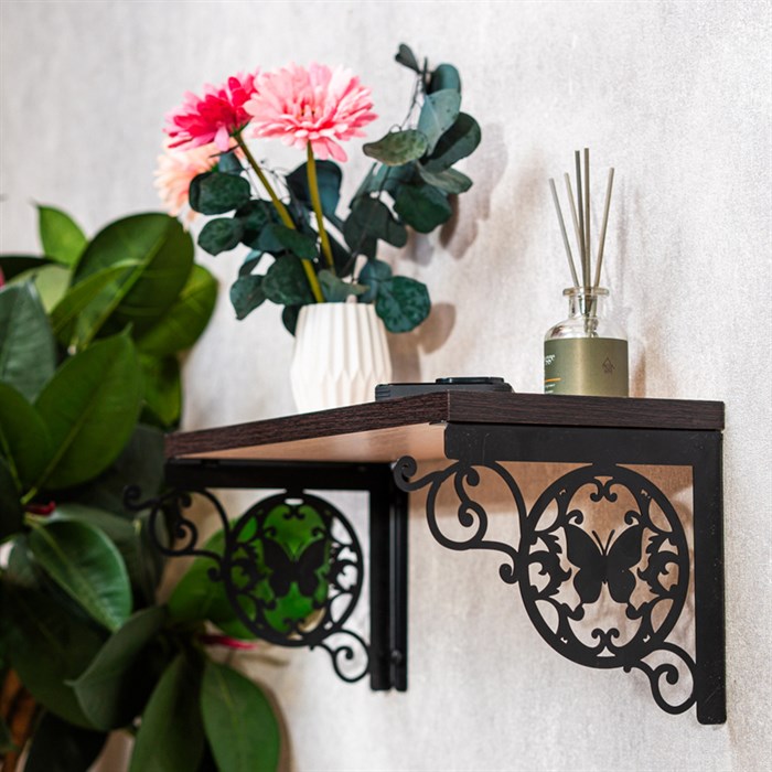 Кронштейны для полки черные металлические Бабочка 2 шт 702-202B - фото 126751