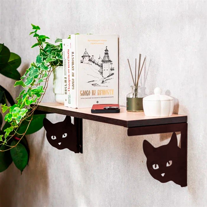 Кронштейны для полки коричневые металлические Кошка 2 шт 702-207Br - фото 126752