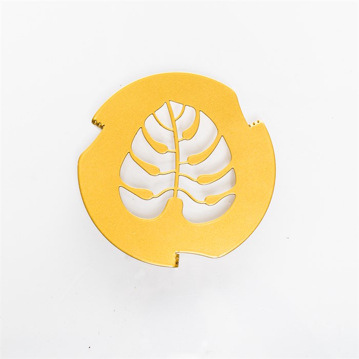 Подставка под горячее Монстера металл золотая 16см 300-132G - фото 126765