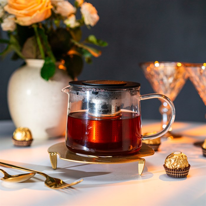 Подставка под горячее Монстера металл золотая 16см 300-132G - фото 126767