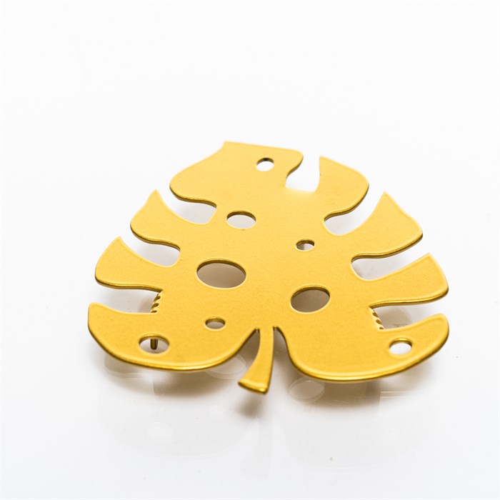 Подставка под горячее Лист монстеры металл золотой 14см 300-131G - фото 126771