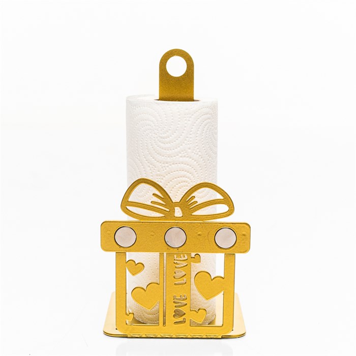 Подставка для бумажных полотенец Подарок с магнитами для ножей металл золото 300-067G - фото 126777