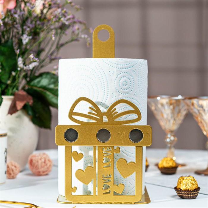 Подставка для бумажных полотенец Подарок с магнитами для ножей металл золото 300-067G - фото 126780