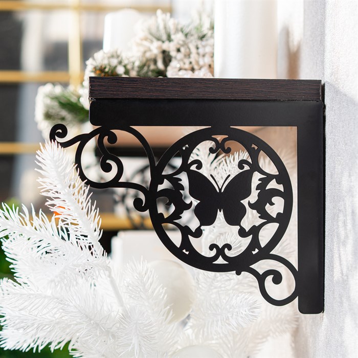 Кронштейны для полки черные металлические Бабочка 2шт 702-202B - фото 126806