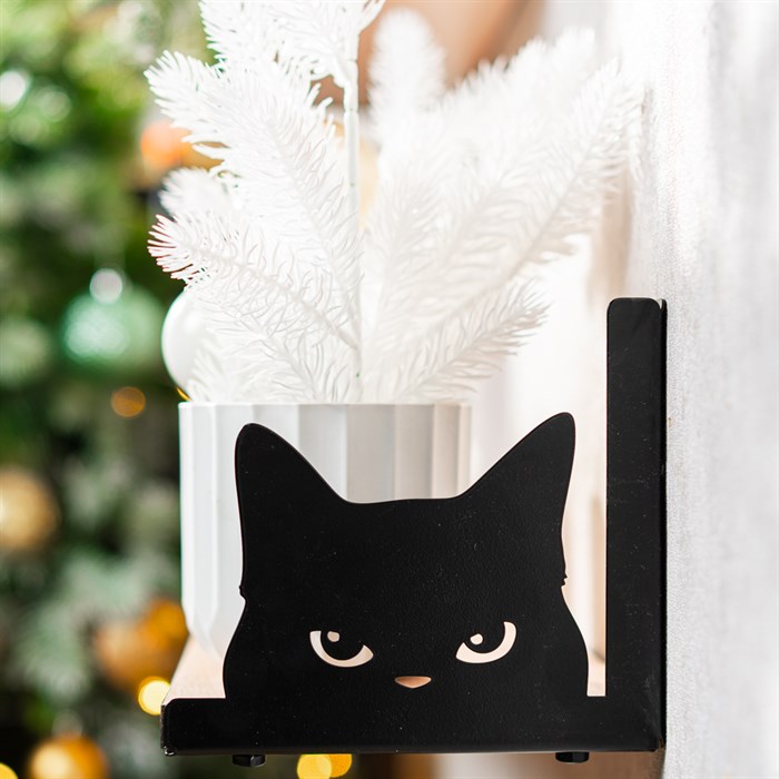 Кронштейны для полки черные металлические Кот 2 шт 702-208B - фото 126807