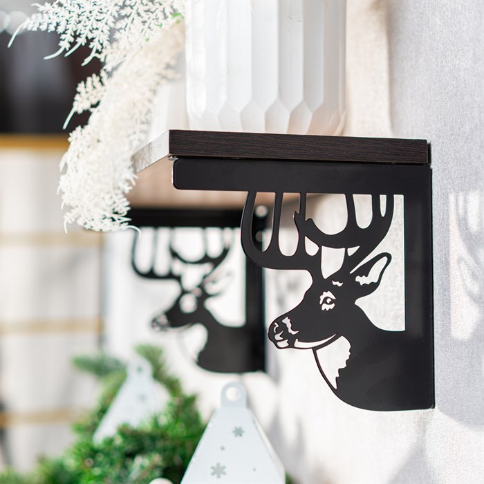 Кронштейны для полки черные металлические Олень 2 шт 702-213B - фото 126810