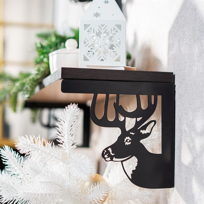 Кронштейны для полки черные металлические Олень 2 шт 702-213B - фото 126811