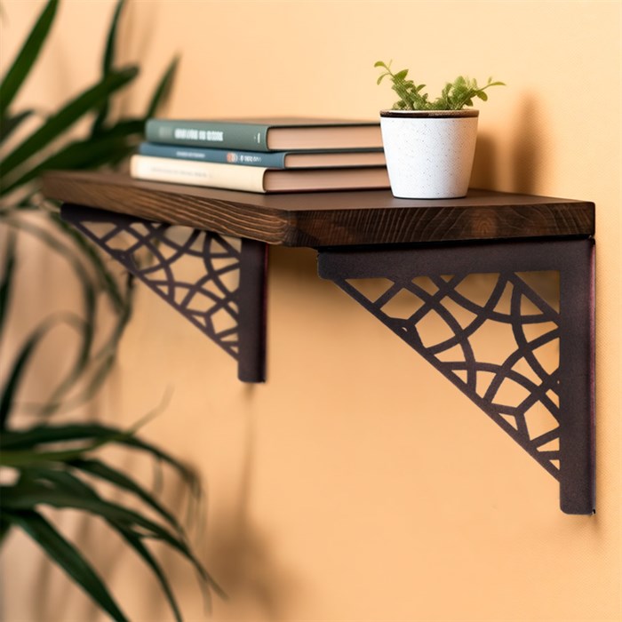 Кронштейны для полки коричневые металлические комплект 2 шт 702-209Br - фото 126814