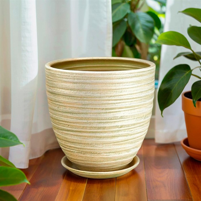 Горшок МОДЕРН бутон оливка 28см - фото 126831