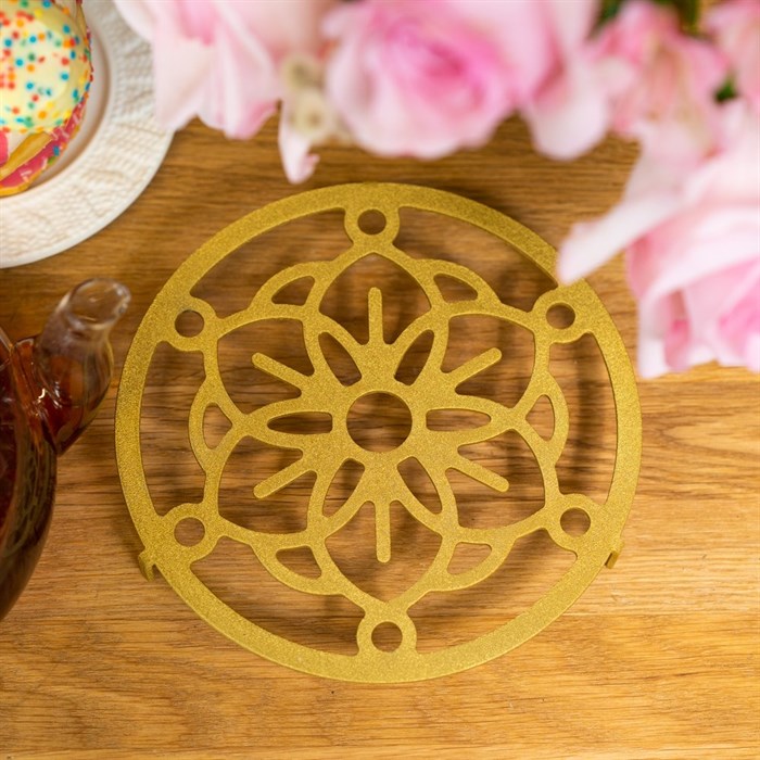 Подставка под горячее золотая металл 300-100G - фото 126855