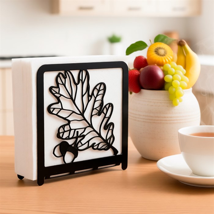 Салфетница настольная Дуб металлическая чёрная 703-053B - фото 126878