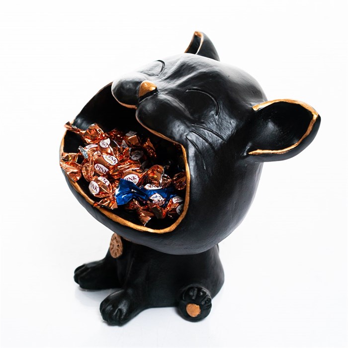 Конфетница декоративная Котэ чёрно-золотой полистоун U09396B - фото 126891