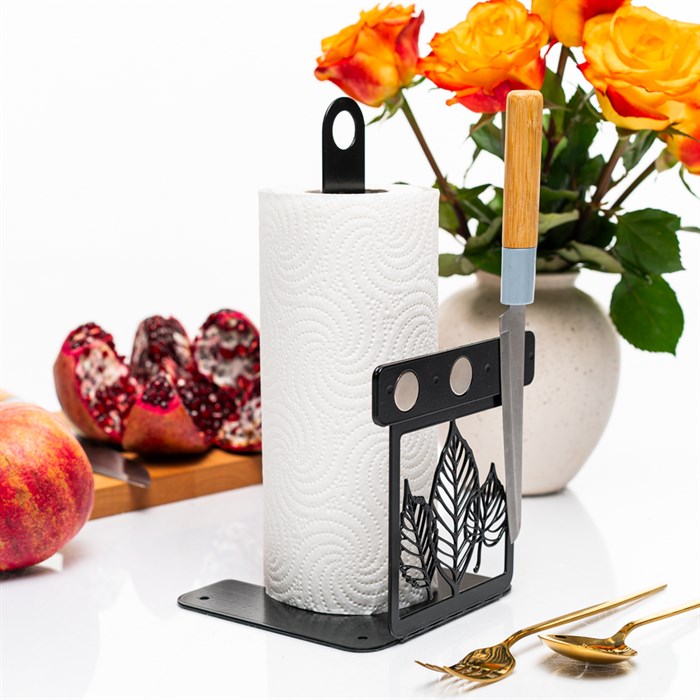 Подставка для бумажных полотенец с магнитным держателем ножей металл 300-064B - фото 126904