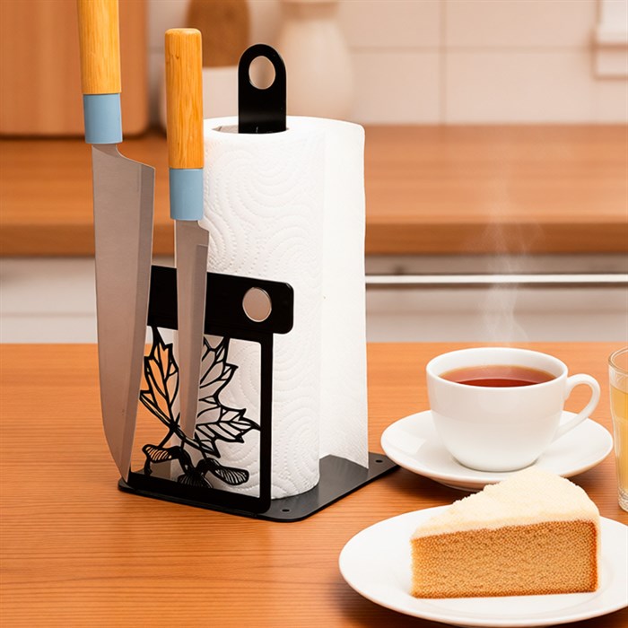 Подставка для бумажных полотенец с магнитным держателем ножей металл 300-062B - фото 126914