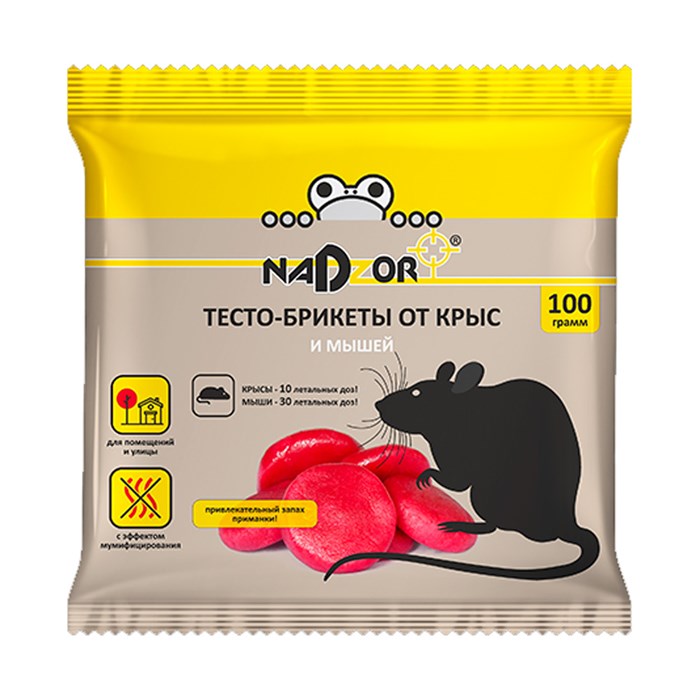 Тесто-брикет от крыс и мышей 100г Nadzor - фото 126979