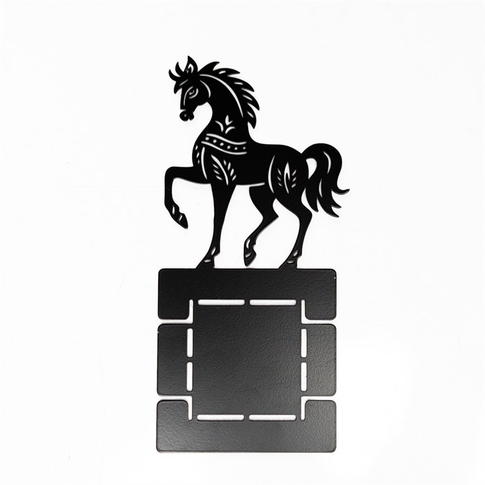 Подсвечник новогодний Лошадь на 1 свечу металл чёрный 730-094B - фото 127010