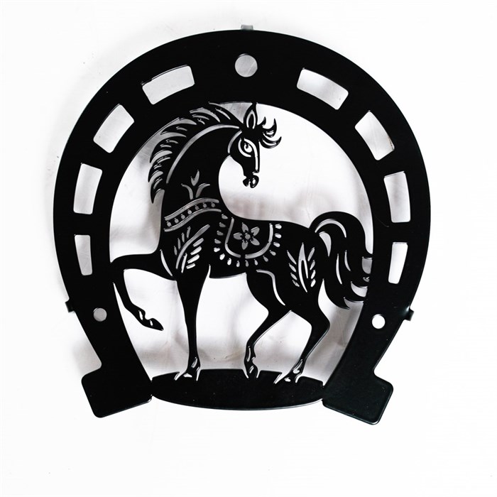 Подставка под горячее Лошадь металл чёрная 300-133B - фото 127017