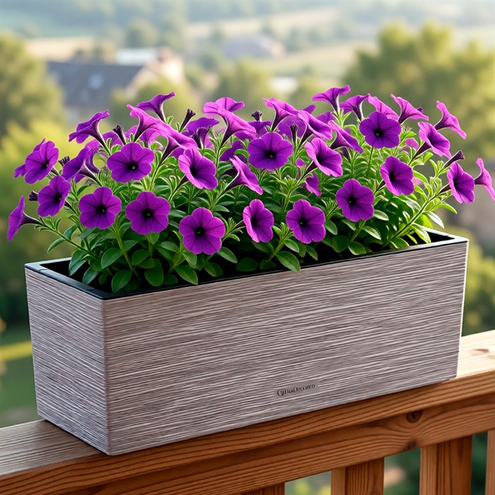 Кашпо балконное La Decoro 50см 10л серый жемчуг/вставка чёрный - фото 127075