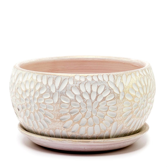 Горшок АСТРА 1,8л плошка бело-жемчужный 18см - фото 127094