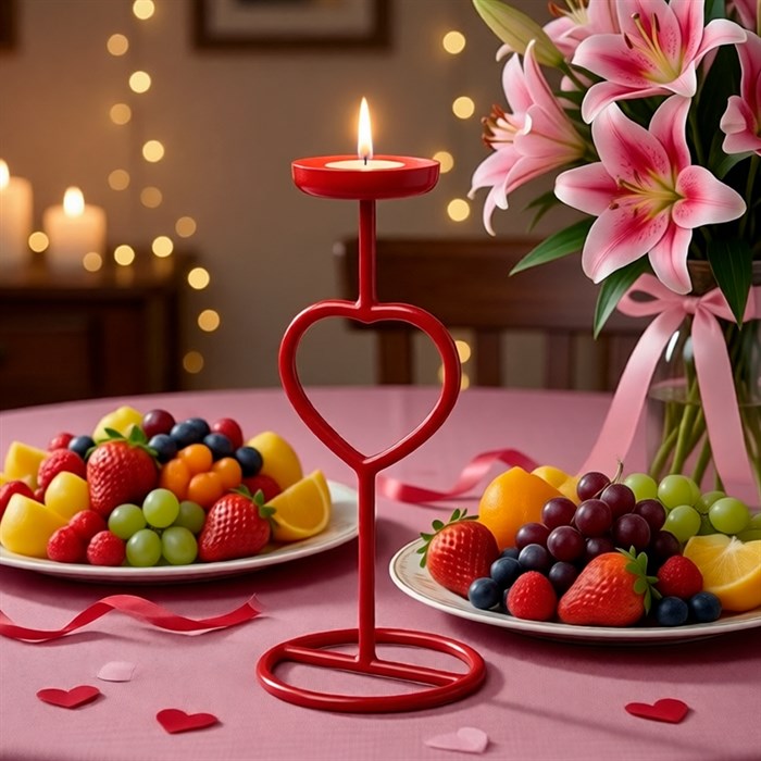 Подсвечник кованый на одну свечу красный 607-11-R - фото 127118