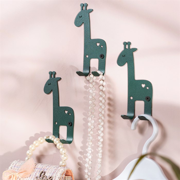 Крючок двойной для детских вещей Жираф металлический 702-007Gr - фото 127236