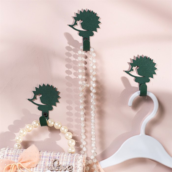 Крючок настенный для детских вещей Ёжик металлический 702-006Gr - фото 127239