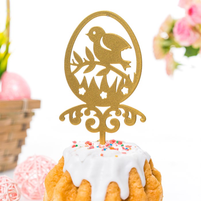Штекер пасхальный Цыплёнок металл золотой 750-006G - фото 127297