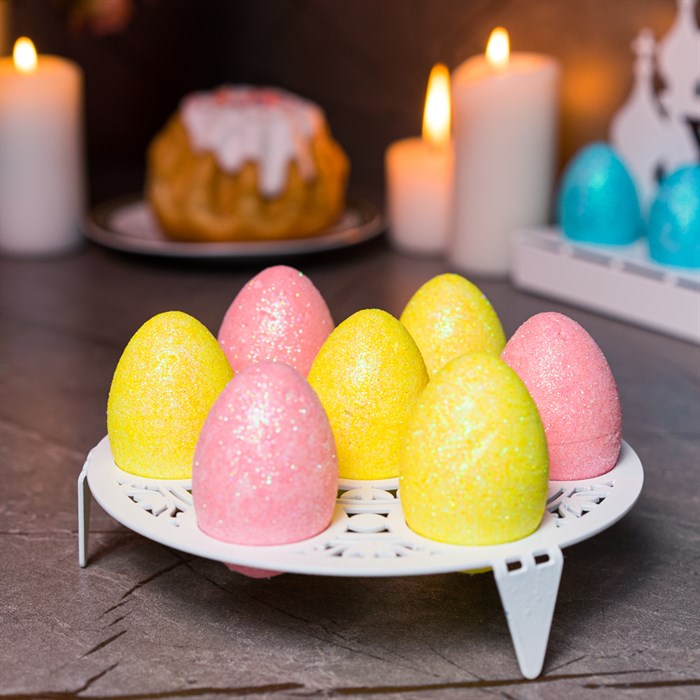 Подставка для пасхальных яиц круглая металлическая белая 750-017W - фото 127343