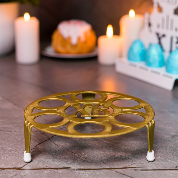 Подставка для яиц ХВ пасхальная металлическая золотая 750-020G - фото 127353