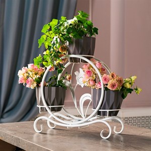 Подставка на подоконник на 4 цветка белая металлическая 41-018W - фото 126194