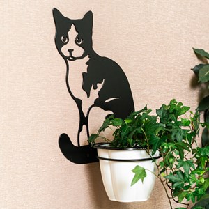 Подставка настенная на 1 растение Кошка со съёмным кольцом металл 150-202B - фото 126654