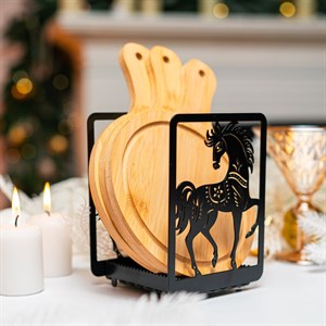 Подставка для разделочных досок Конь чёрный металл 300-234B - фото 126666