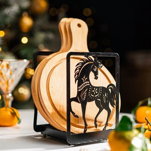 Подставка для разделочных досок Конь чёрный металл 300-234B - фото 126669