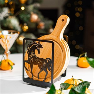 Подставка для разделочных досок Конь чёрный металл 300-234B - фото 126670