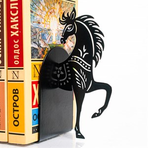 Ограничитель для книг на полке Конь чёрный 1шт металл 705-111B - фото 126677