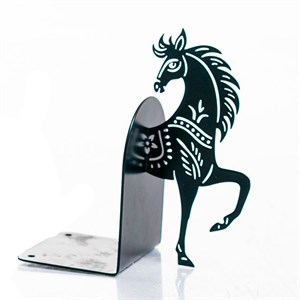 Ограничитель для книг на полке Конь чёрный 1шт металл 705-111B - фото 126678