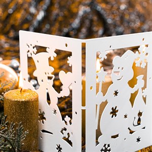 Ширма декоративная Открытки снеговика новогодняя белая металл длина 48см 200-053W - фото 126690