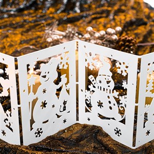 Ширма декоративная Открытки снеговика новогодняя белая металл длина 48см 200-053W - фото 126691