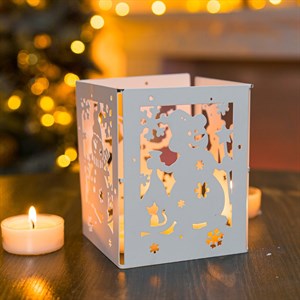 Ширма декоративная Открытки снеговика новогодняя белая металл длина 48см 200-053W - фото 126696