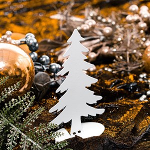 Фигурка новогодняя Ель декоративная на стол металл белый 700-006W - фото 126716